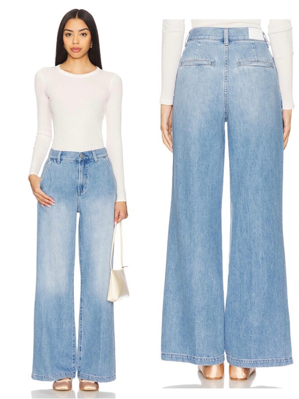 Pistola Dalia Wide Leg Jeans Light Wash 28 Short Trouser Denim Palazzo Premium